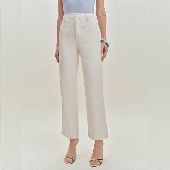 Reformation Alyssa Stretch High Rise Wide Leg Cropped Jeans Vintage white Sz 27 - Picture 1 of 9